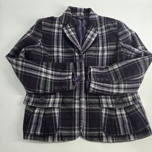 Talbots Purple Plaid Blazer Jacket Petite 16